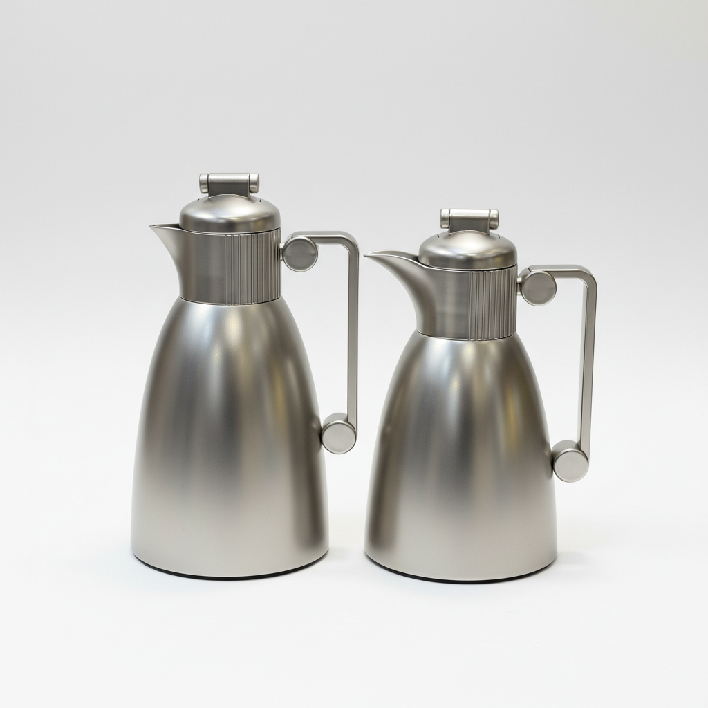 طقم دِلَّة المَجْلِس النُّخْبَة – قهوة وشاي (1L + 700ml) – فضي مطفي
