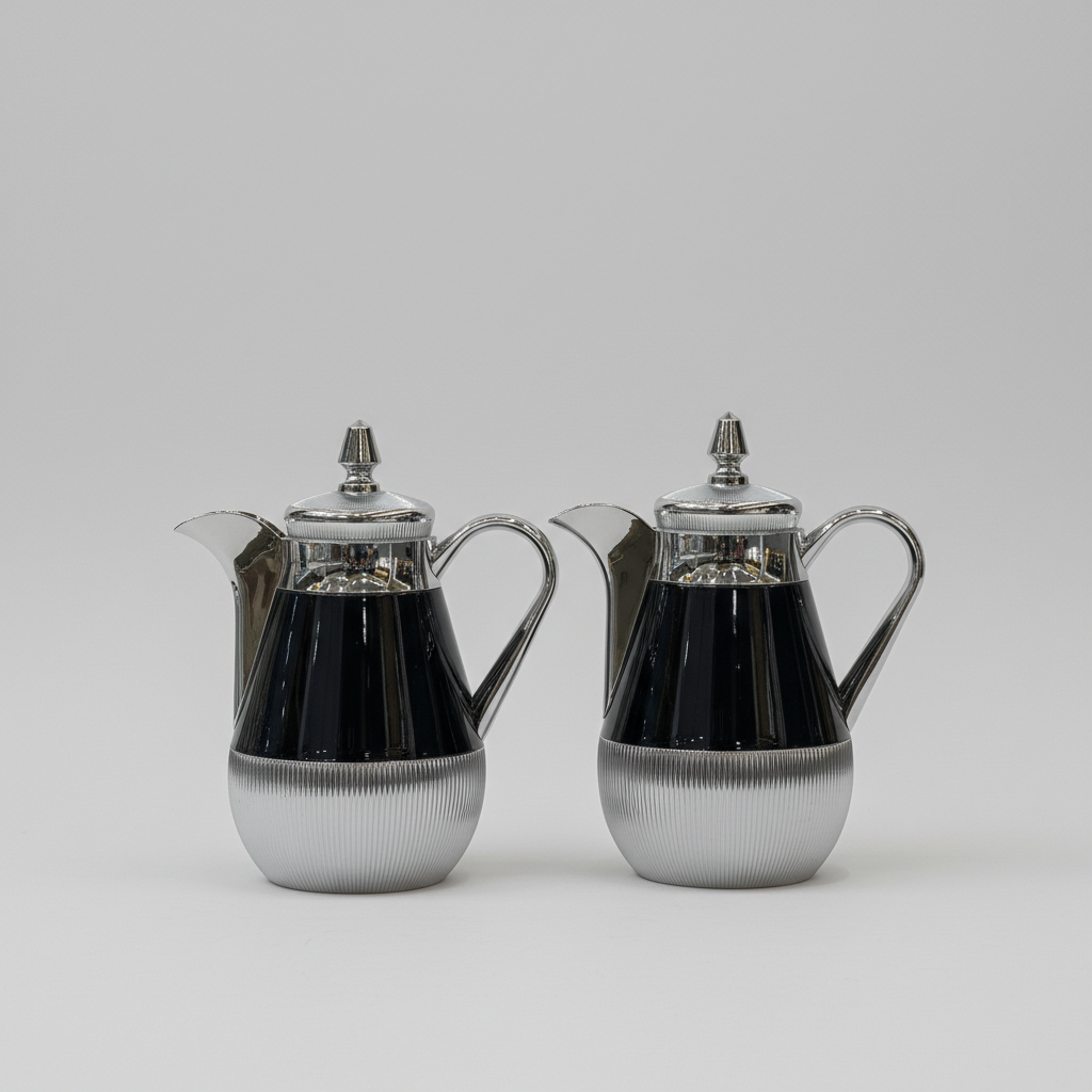 طقم دِلَّة الفُسَيْفِساء – قهوة وشاي (350ml + 500ml) – أبيض مزخرف