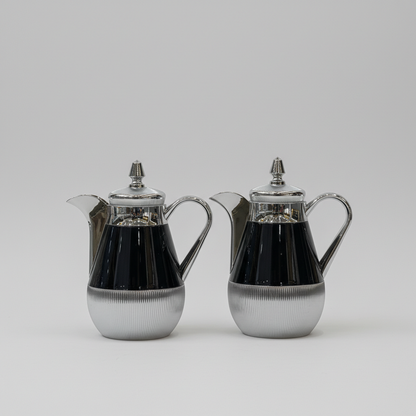 طقم دِلَّة الفُسَيْفِساء – قهوة وشاي (350ml + 500ml) – أبيض مزخرف