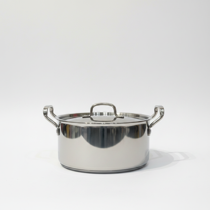 قدر ستانلس ستيل عميق بغطاء – سعة 5 لتر مع مقابض جانبية