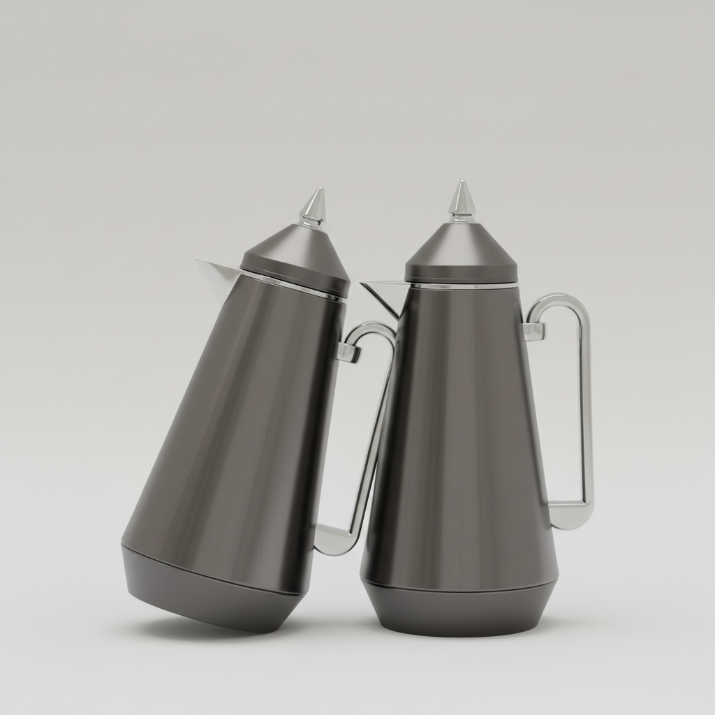 طقم دِلَّة المَجْلِس – قهوة وشاي (1L + 1L) – رمادي تيتانيوم