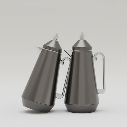 طقم دِلَّة المَجْلِس – قهوة وشاي (1L + 1L) – رمادي تيتانيوم