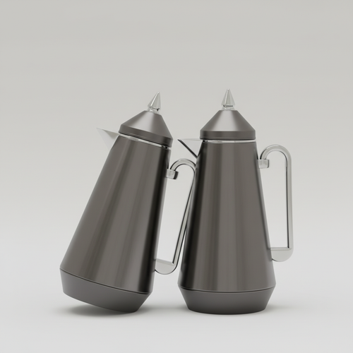 طقم دِلَّة المَجْلِس – قهوة وشاي (1L + 1L) – رمادي تيتانيوم