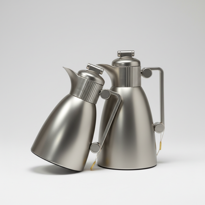 طقم دِلَّة المَجْلِس النُّخْبَة – قهوة وشاي (1L + 700ml) – فضي مطفي