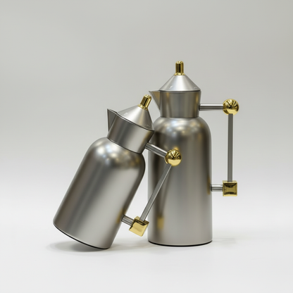 طقم دِلَّة العِزّ – قهوة وشاي (1L + 700ml) – أسود مطفي مع ذهبي