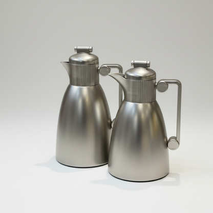 طقم دِلَّة المَجْلِس النُّخْبَة – قهوة وشاي (1L + 700ml) – فضي مطفي