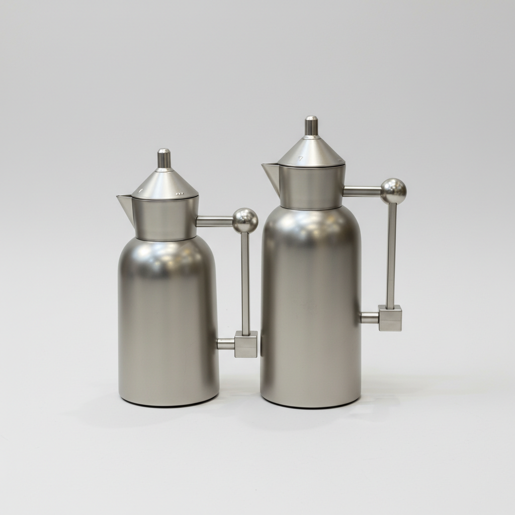 طقم دِلَّة العِزّ – قهوة وشاي (1L + 700ml) – أسود مطفي مع ذهبي