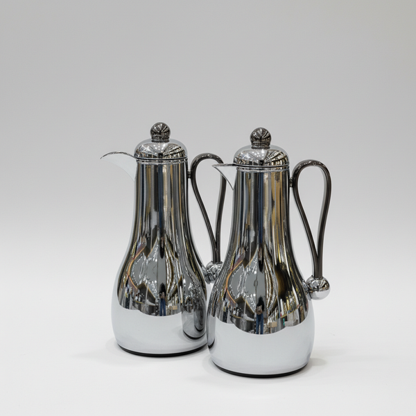 طقم دِلَّة الجَدَّة – قهوة وشاي (1L + 1L) – فضي كروم تراثي