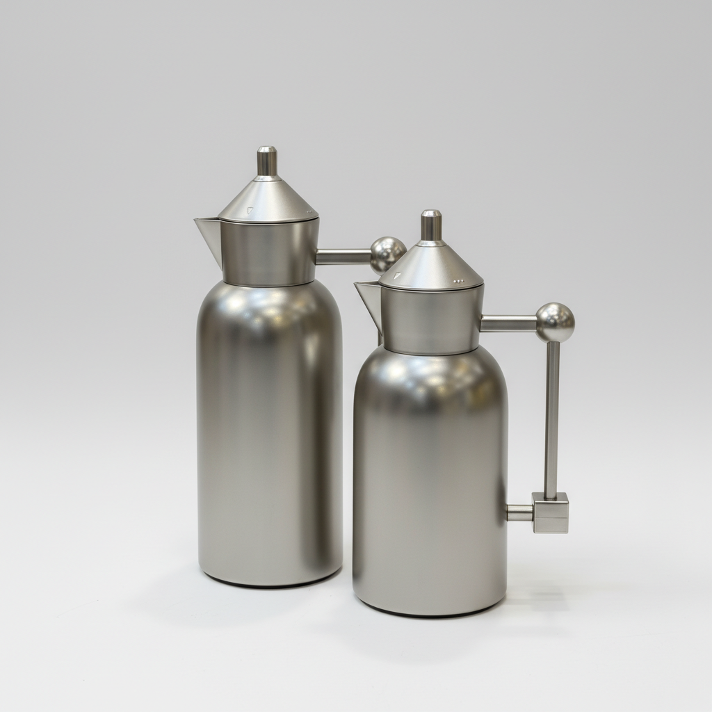 طقم دِلَّة العِزّ – قهوة وشاي (1L + 700ml) – أسود مطفي مع ذهبي