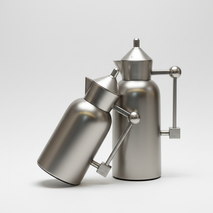 طقم دِلَّة العِزّ – قهوة وشاي (1L + 700ml) – أسود مطفي مع ذهبي