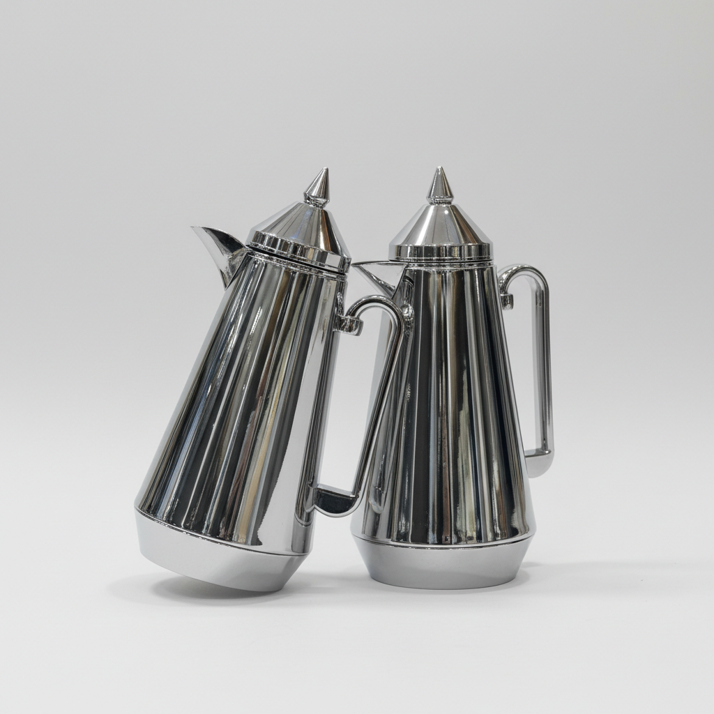 طقم دِلَّة المَجْلِس – قهوة وشاي (1L + 1L) – رمادي تيتانيوم