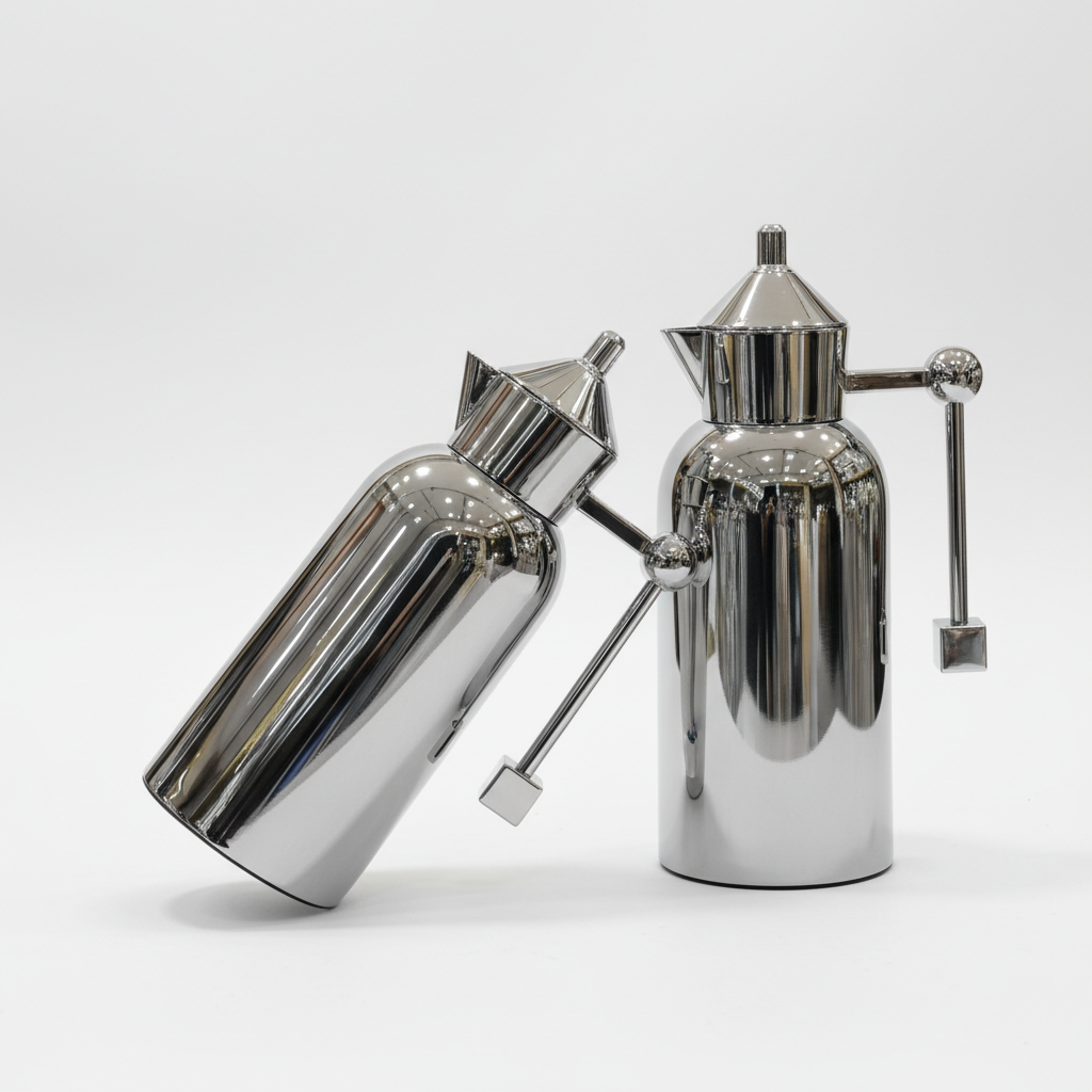 طقم دِلَّة العِزّ – قهوة وشاي (1L + 700ml) – أسود مطفي مع ذهبي