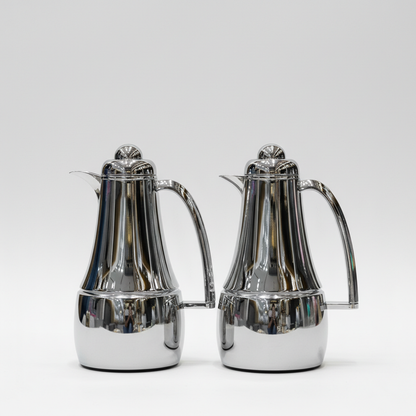 طقم دِلَّة المَرْجَان – قهوة وشاي (1L + 1L) – فضي كروم