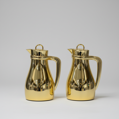 طقم دِلَّة الذَّهَب الكلاسيكي – قهوة وشاي (1L + 700ml) – ذهبي لامع