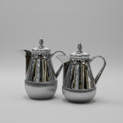 طقم دِلَّة الفُسَيْفِساء – قهوة وشاي (350ml + 500ml) – أبيض مزخرف