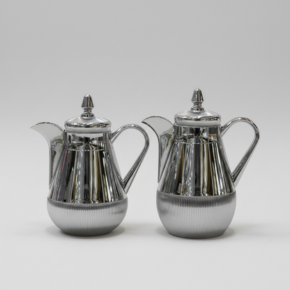 طقم دِلَّة الفُسَيْفِساء – قهوة وشاي (350ml + 500ml) – أبيض مزخرف